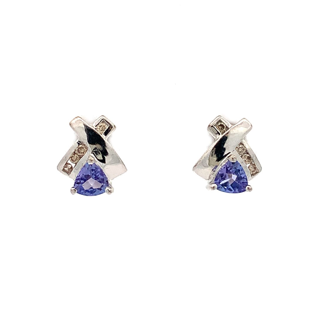 Tanzanite and Diamond Stud Earrings