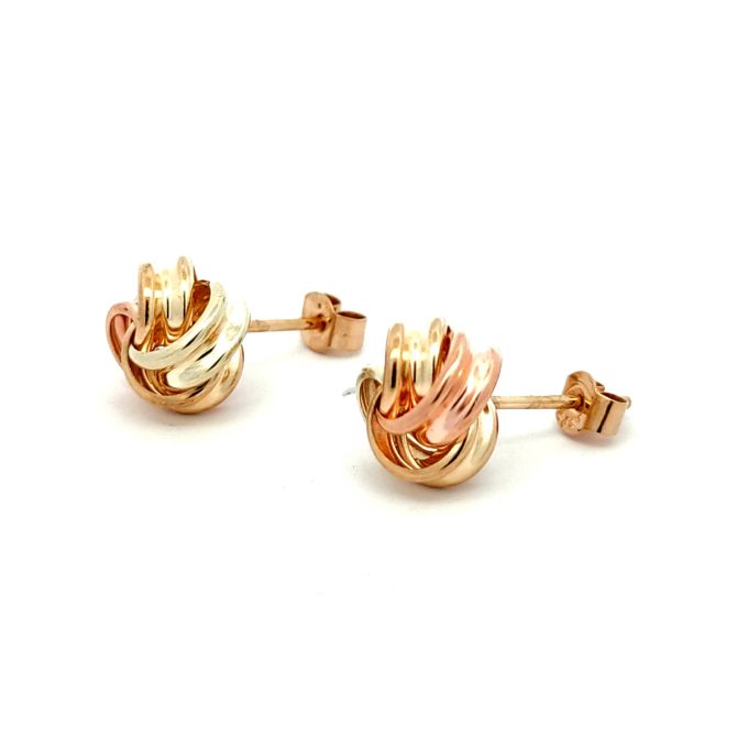 Gold Multi Tone Knot Stud Earrings