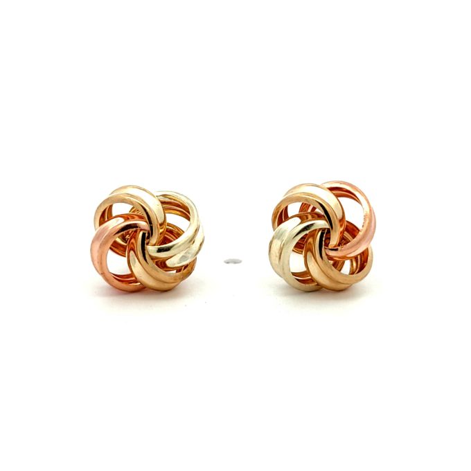 Gold Multi Tone Knot Stud Earrings
