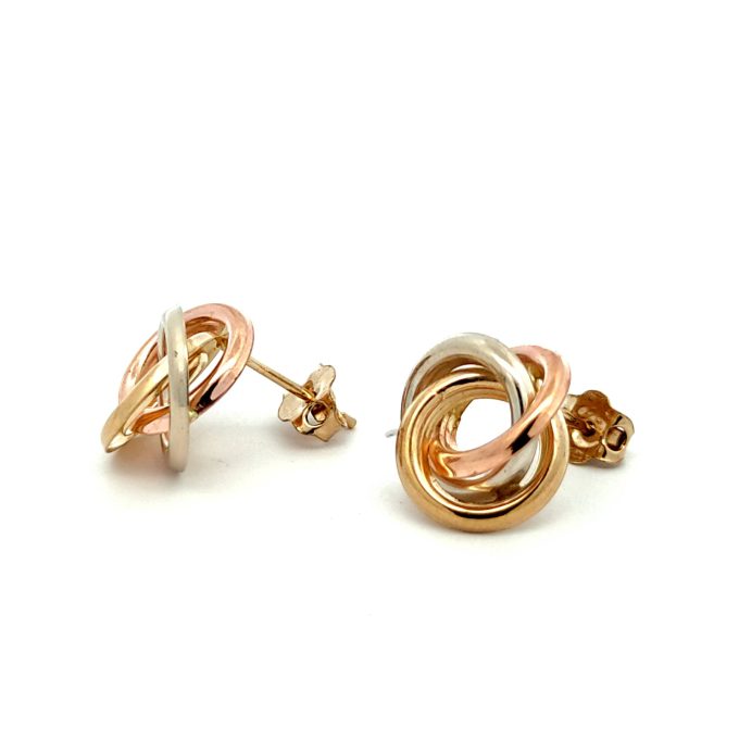 Gold Multi Tone Open Knot Stud Earrings