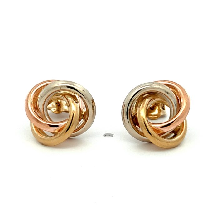 Gold Multi Tone Open Knot Stud Earrings