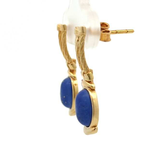 Lapis and Yellow Gold Drop Earrings