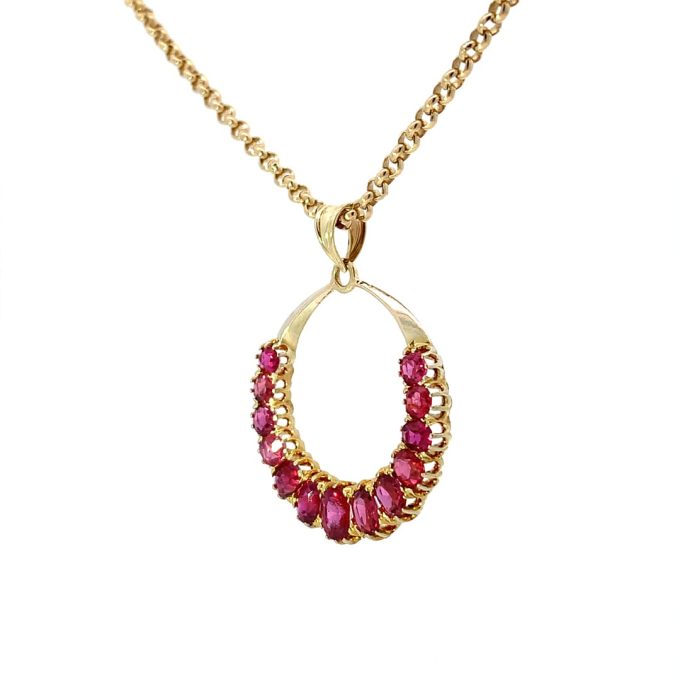 Vintage Yellow Gold Ruby Necklace