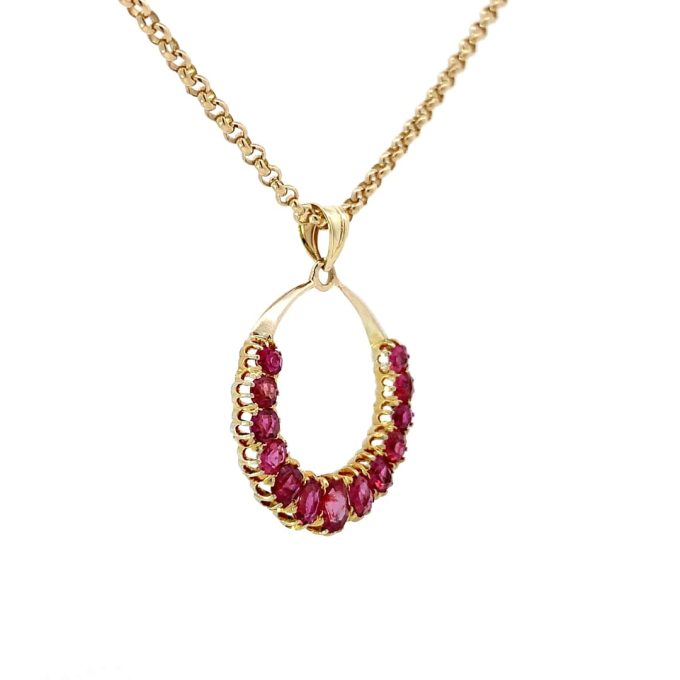 Vintage Yellow Gold Ruby Necklace