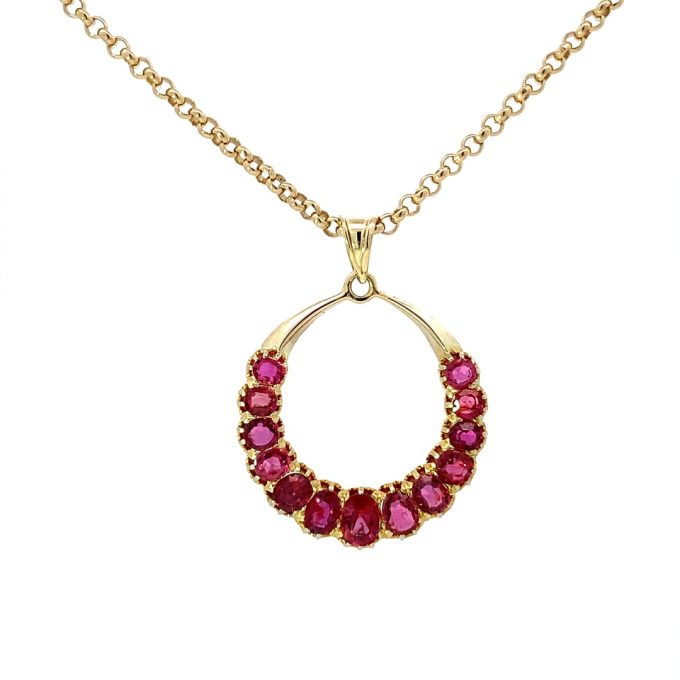 Vintage Yellow Gold Ruby Necklace
