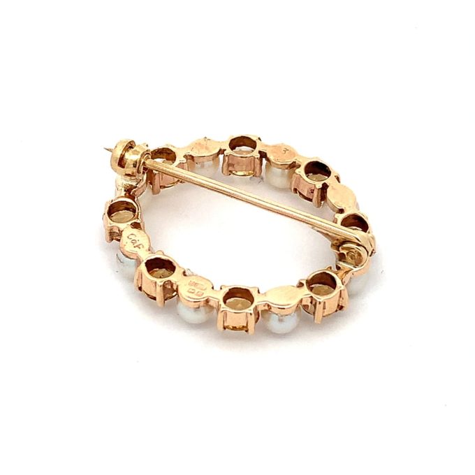 Gold Pearl and Citrine Ring Brooch