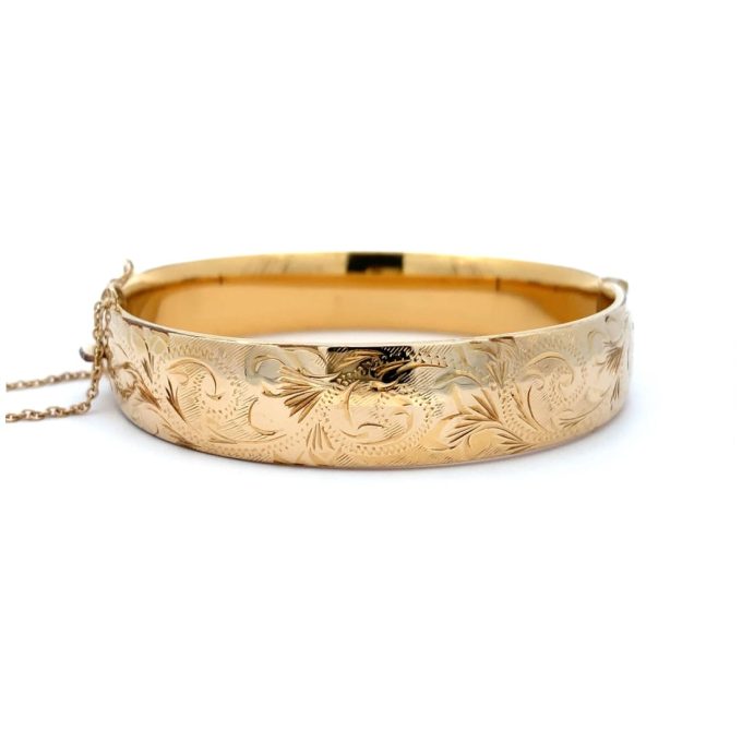 Vintage 9ct Rolled Gold Engraved Bangle