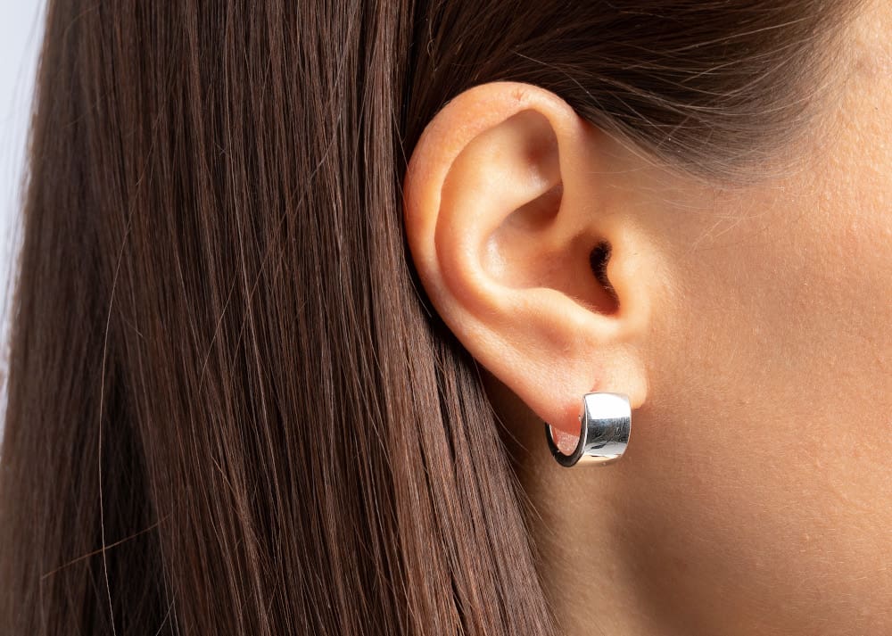 Bastian Flat Silver Huggie Earrings