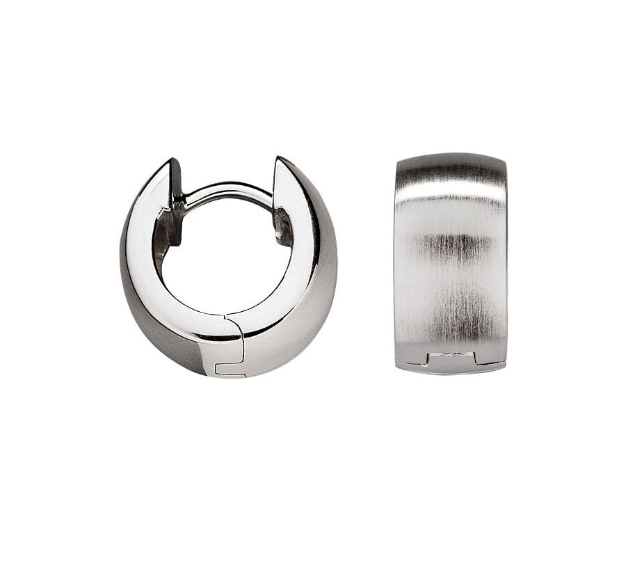 Bastian Brushed Flat Silver Huggie Earrings
