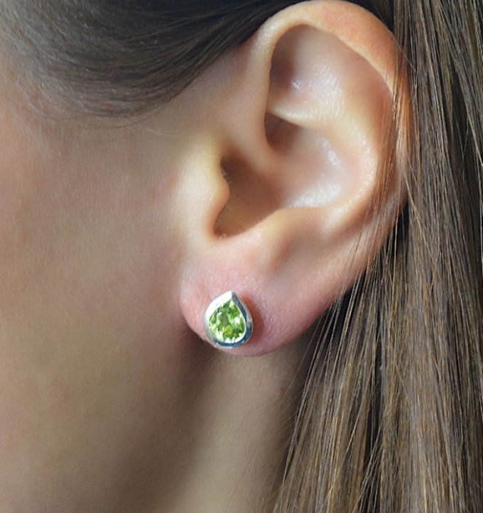 Bastian Pear Cut Peridot Stud Earrings