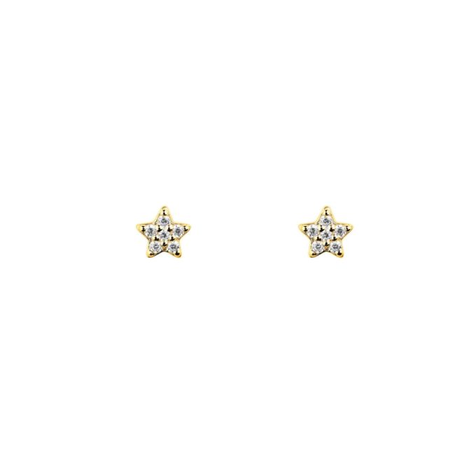 Dew Gold Plate CZ Star Stud Earrings