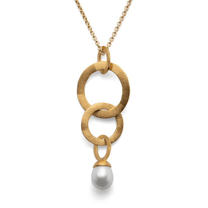Bastian Gold Circle of Pearl Necklace