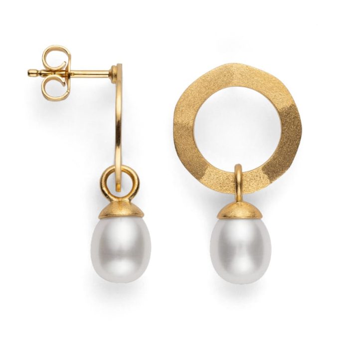 Bastian Gold Pearl Circles Drop Earrings