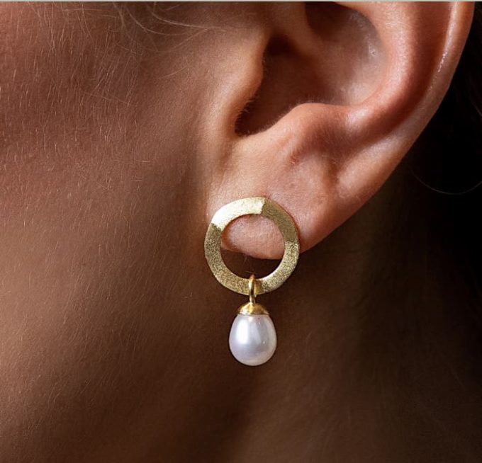 Bastian Gold Pearl Circles Drop Earrings