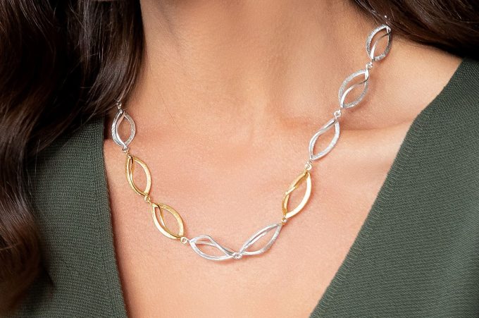 Bastian Multi Tone Navette Link Necklace