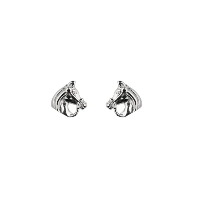Silver Horse Head Stud Earrings