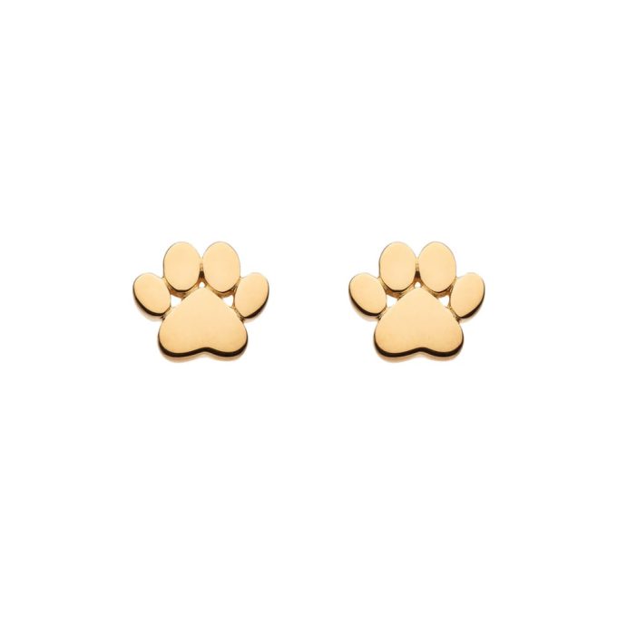 Gold Paw Stud Earrings