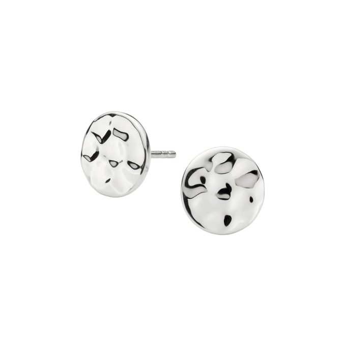 Silver Hammered Disc Stud Earrings