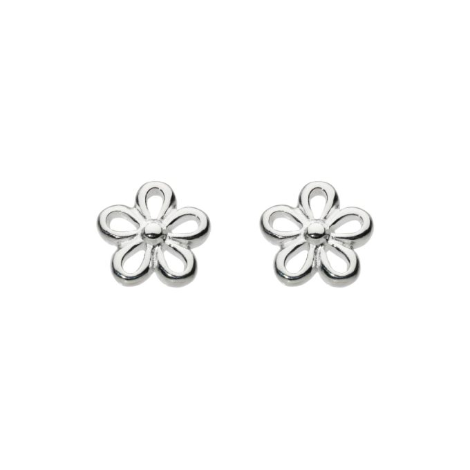 Silver Simple Flower Stud Earrings