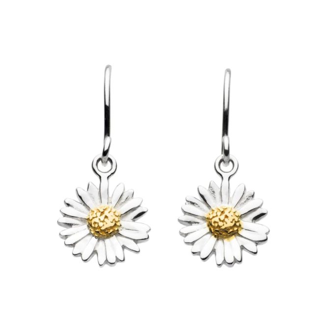 Silver Daisy Drop Earrings