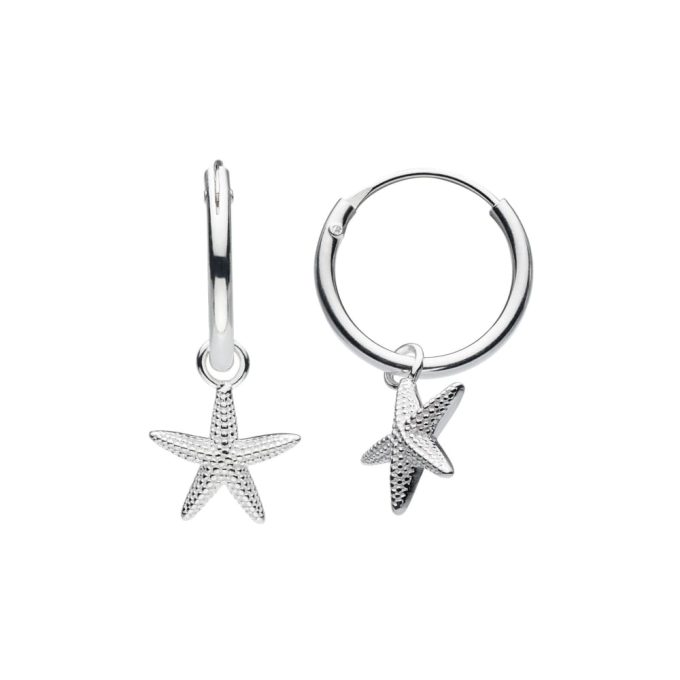 Silver Starfish Hoop Earrings