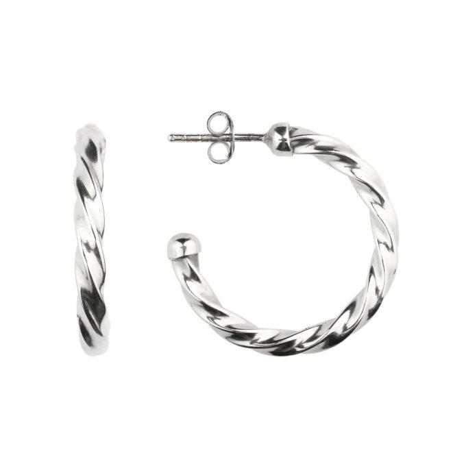 Silver 3/4 Twist Hoop Earrings