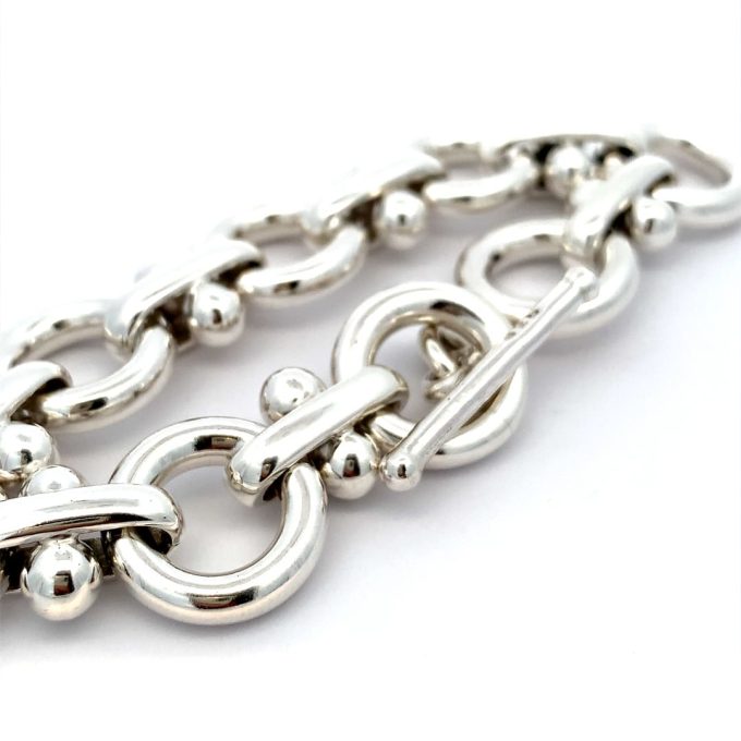 Silver Chunky Fancy Link Bracelet