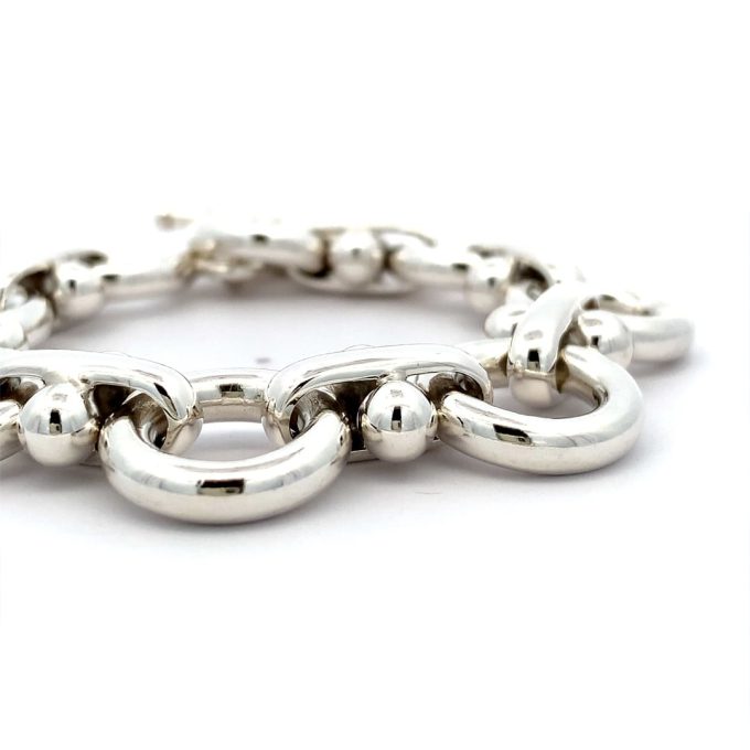 Silver Chunky Fancy Link Bracelet
