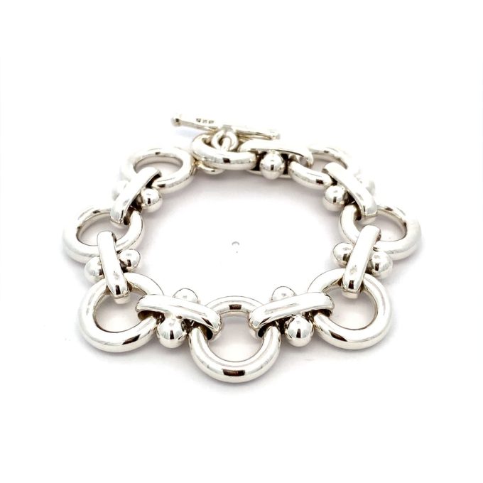 Silver Chunky Fancy Link Bracelet