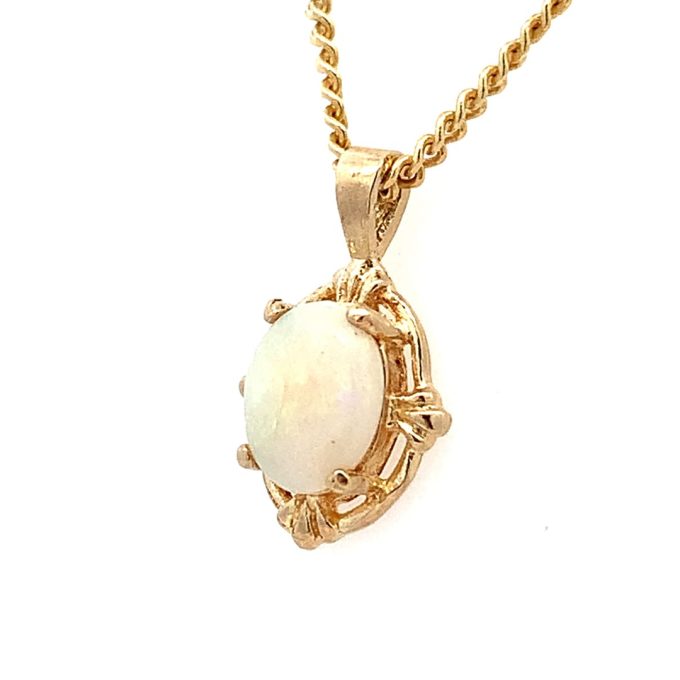 Opal and Gold Pendant Necklace
