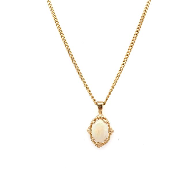 Opal and Gold Pendant Necklace