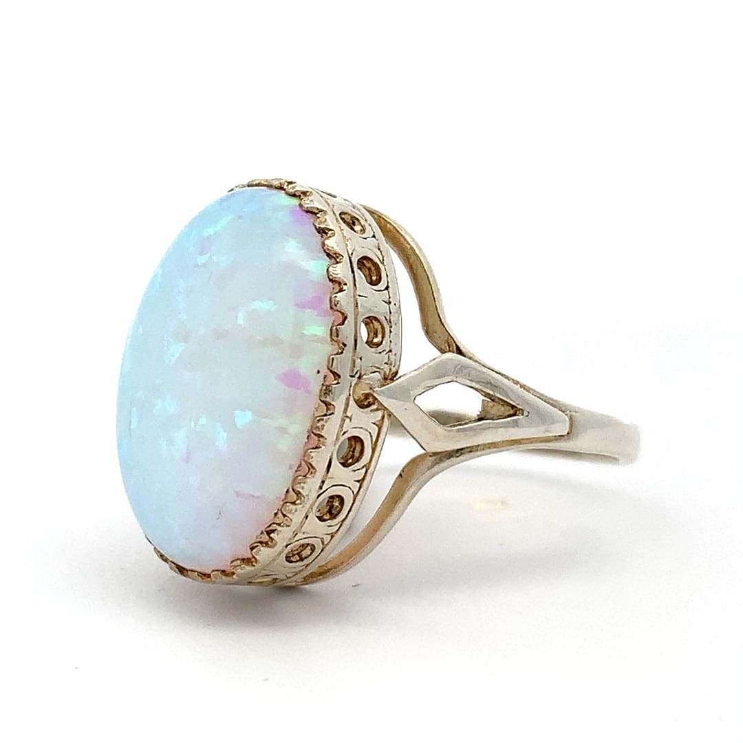 Cultured Opal Silver Dress Ring