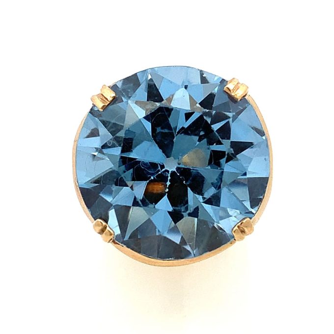 Synthetic Blue Stone Gold Dress Ring