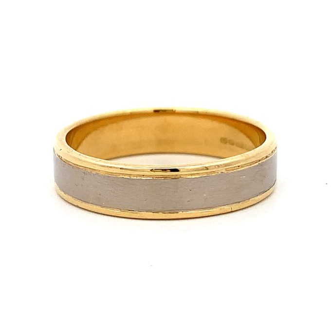 18ct Two Tone Gold Band 5mm