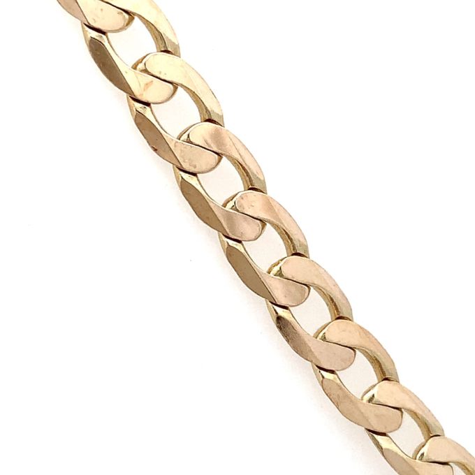 9ct Gold Flat Curb Link Chain - 22 Inch