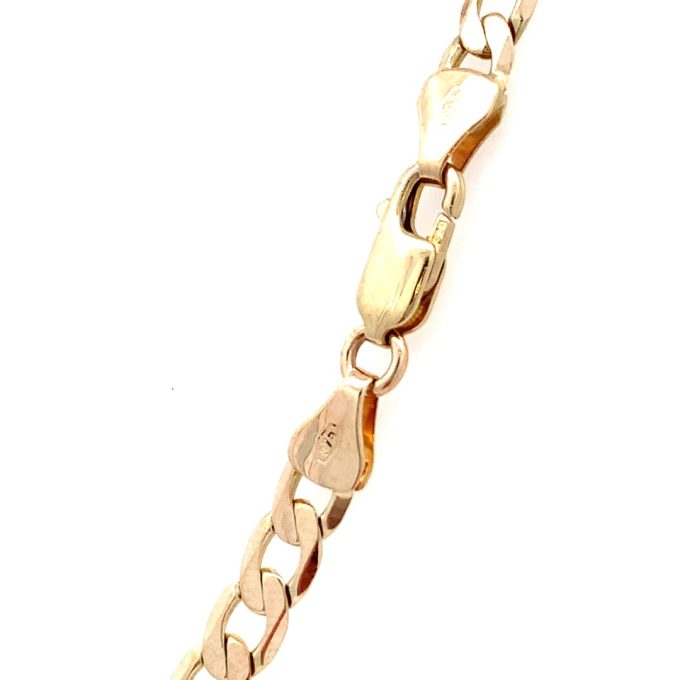 9ct Gold Flat Curb Link Chain - 22 Inch