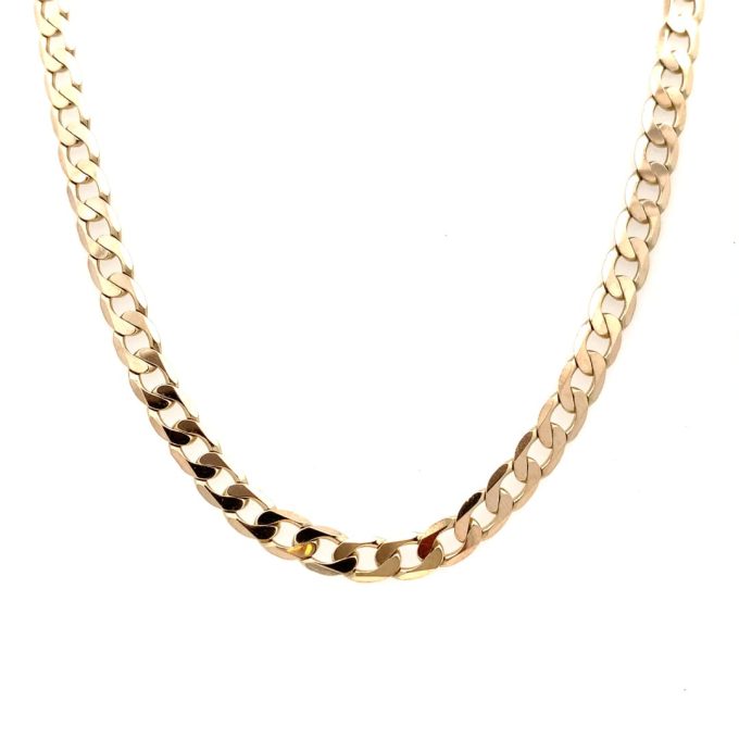 9ct Gold Flat Curb Link Chain - 22 Inch