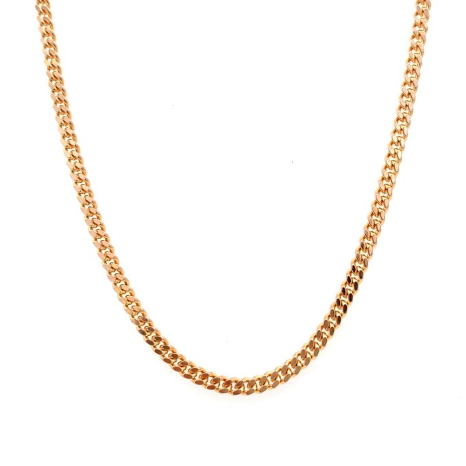 9ct Gold Flat Curb Link Chain - 16 Inch