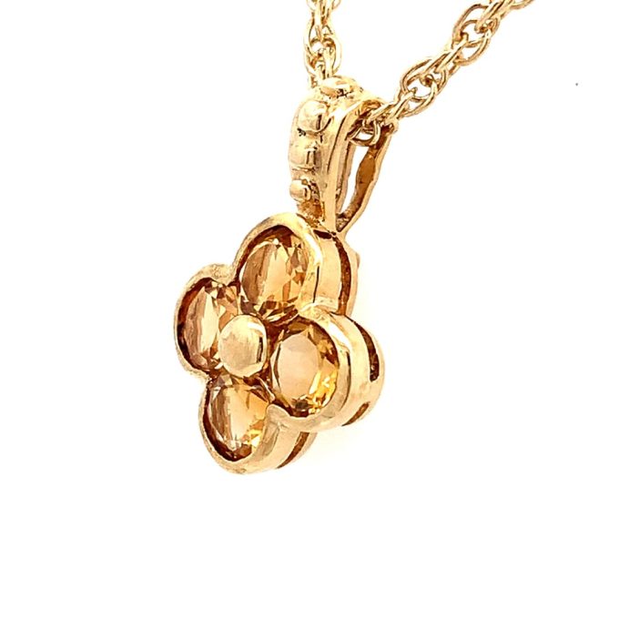 Citrine and Gold Pendant Necklace