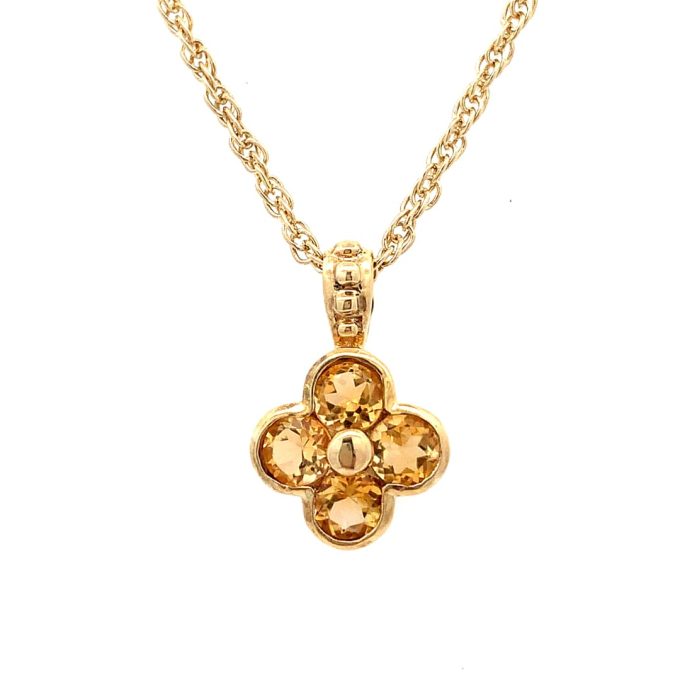 Citrine and Gold Pendant Necklace