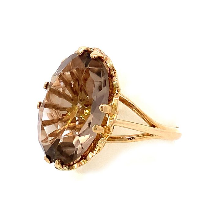 Vintage Yellow Gold Smoky Quartz Ring