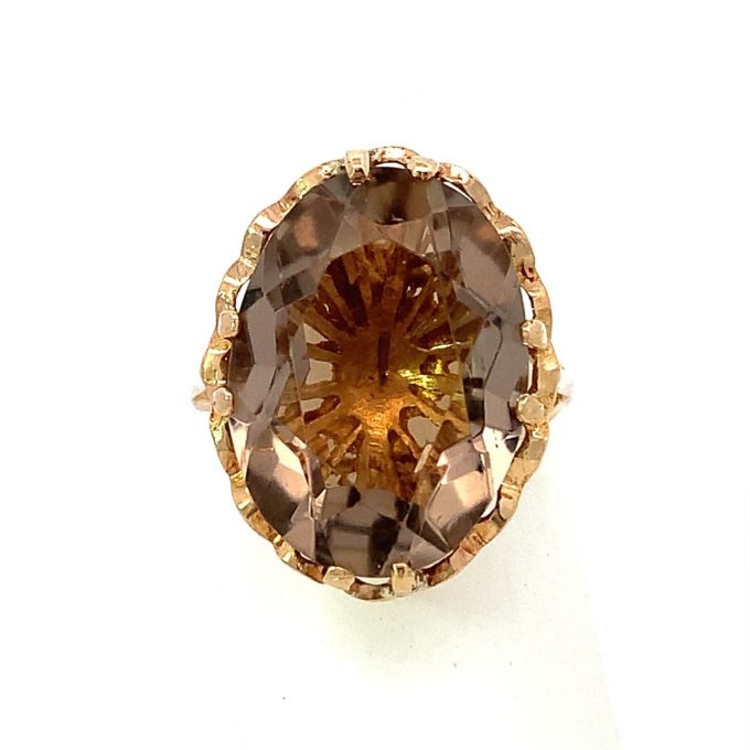 Vintage Yellow Gold Smoky Quartz Ring