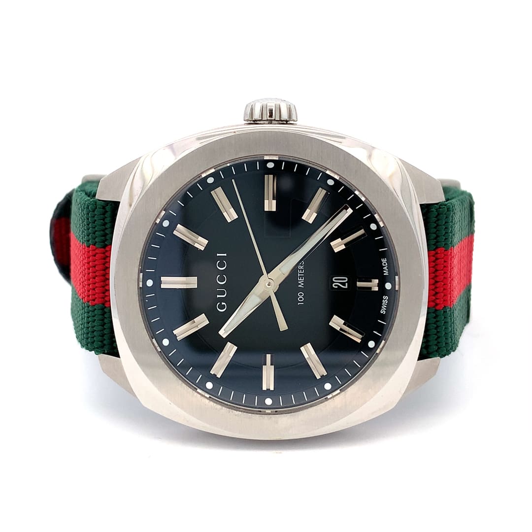 Gucci Green & Red Web Steel Watch GG2570