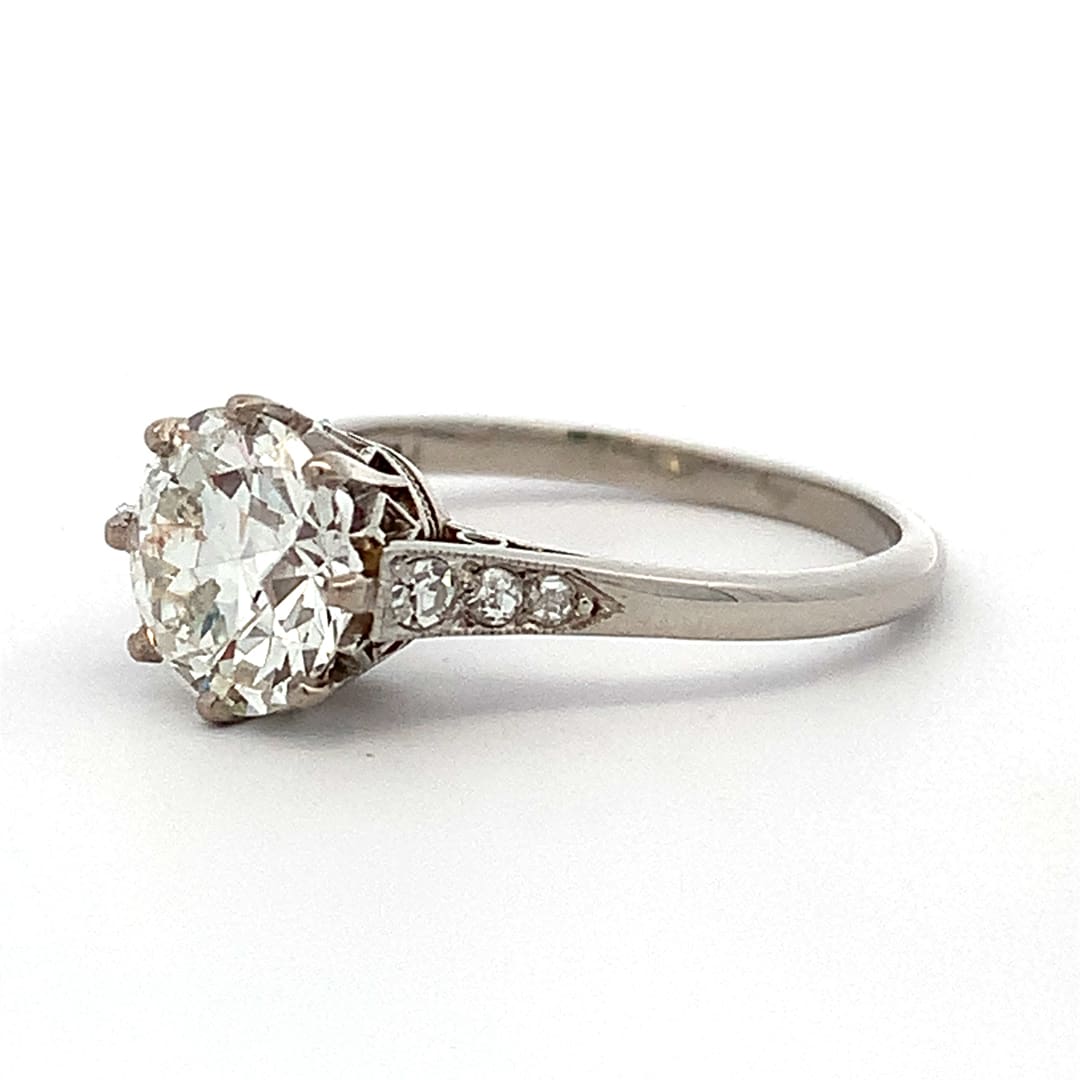 Vintage 1.60ct Diamond Solitaire Platinum Ring
