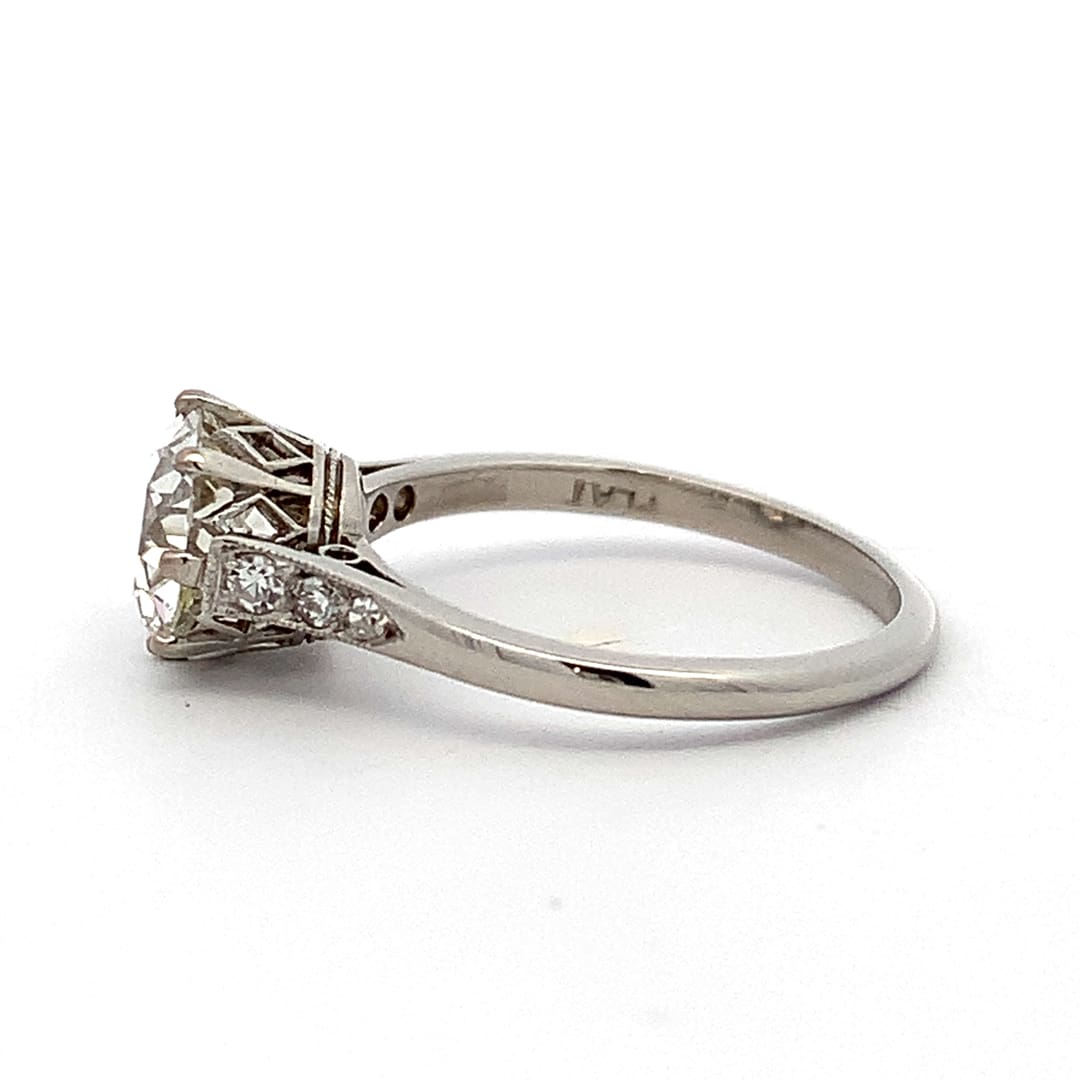 Vintage 1.60ct Diamond Solitaire Platinum Ring