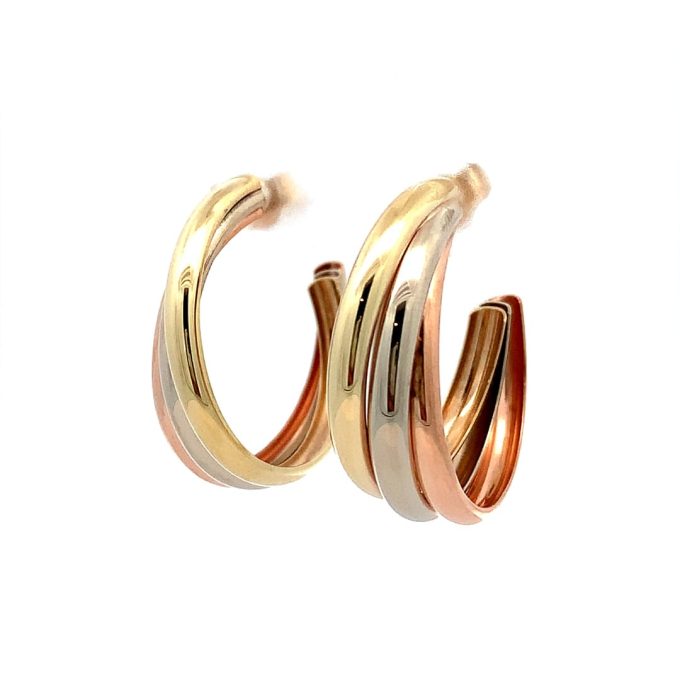 Tri-Colour Gold 3/4 Hoop Earrings
