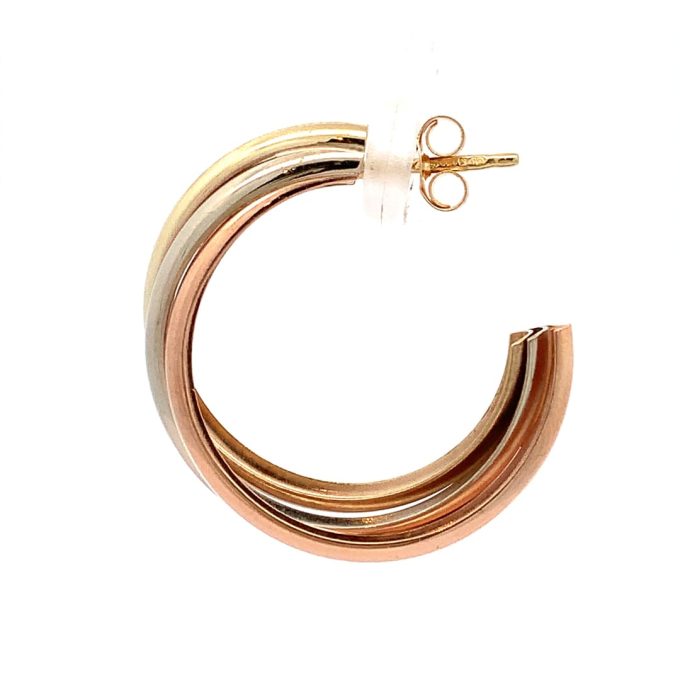 Tri-Colour Gold 3/4 Hoop Earrings