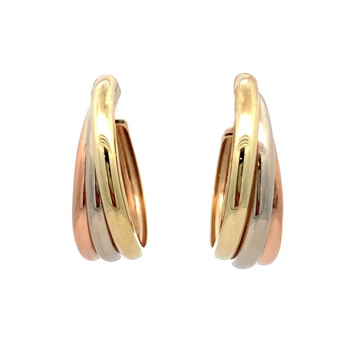 Tri-Colour Gold 3/4 Hoop Earrings