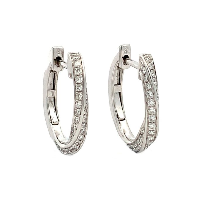 Diamond Twist Gold Hoop Earrings