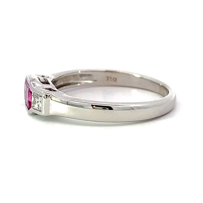 Pink Sapphire and Diamond Trilogy Ring